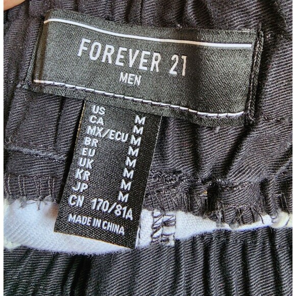 Forever 21 Mens Checkered Jeans Size Medium Black/White Pullon Drawstring Close - Picture 6 of 7